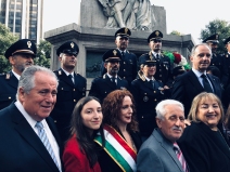October 2019 – Cav. Angelo Vivolo, Columbus Day Parade Chairman, beams with others at Columbus Circle Statue ceremony.