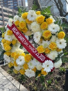 Wreath placed at NYC Dante Park, near Lincoln Center in honor of the 700th Anniversary year dedicated to Dante Alighieri.